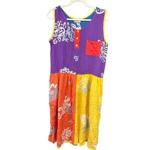QPS Patchwork Dress Artsy Funky Artistic Whimsy Beach Kidcore Missy 12